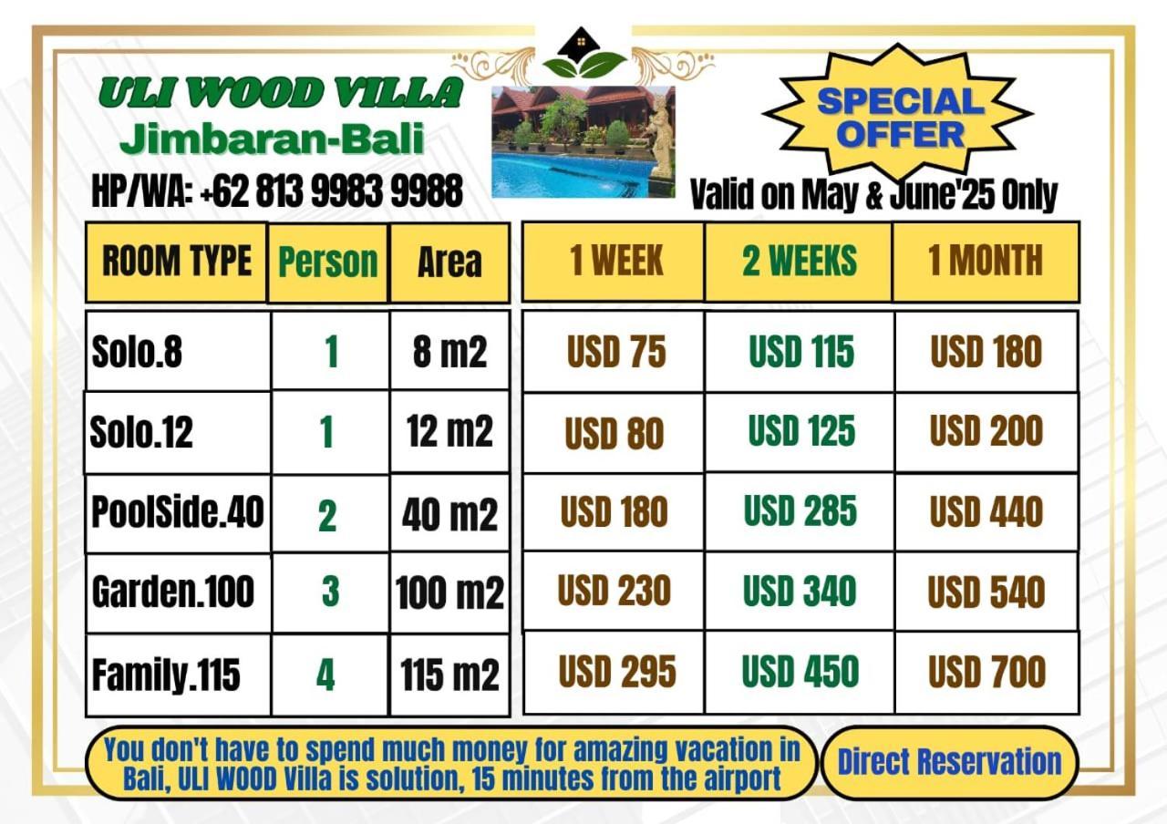 Uli Wood Villa, Jimbaran Bali - Near Gwk ภายนอก รูปภาพ